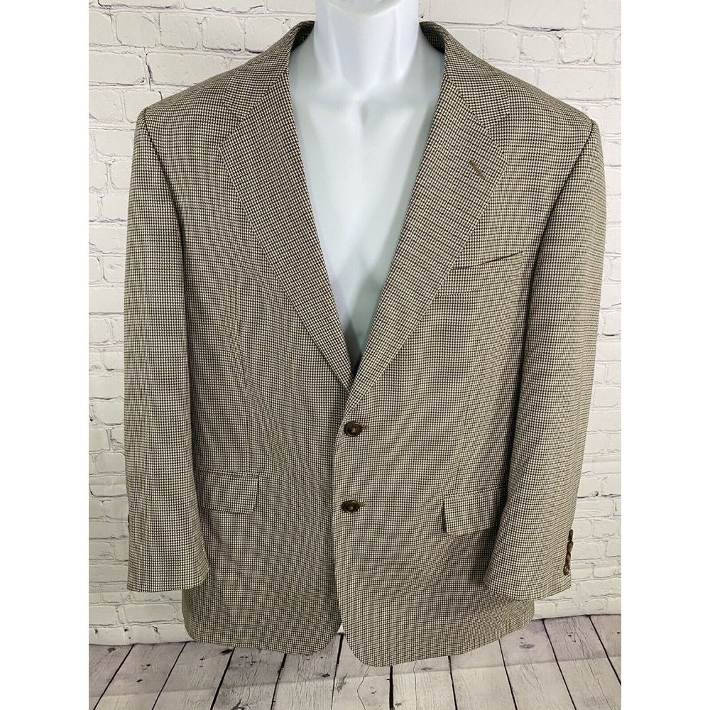 Kilburne and Finch Multicolor Houndstooth Wool Blend 2 Button Blazer Jacket 42R